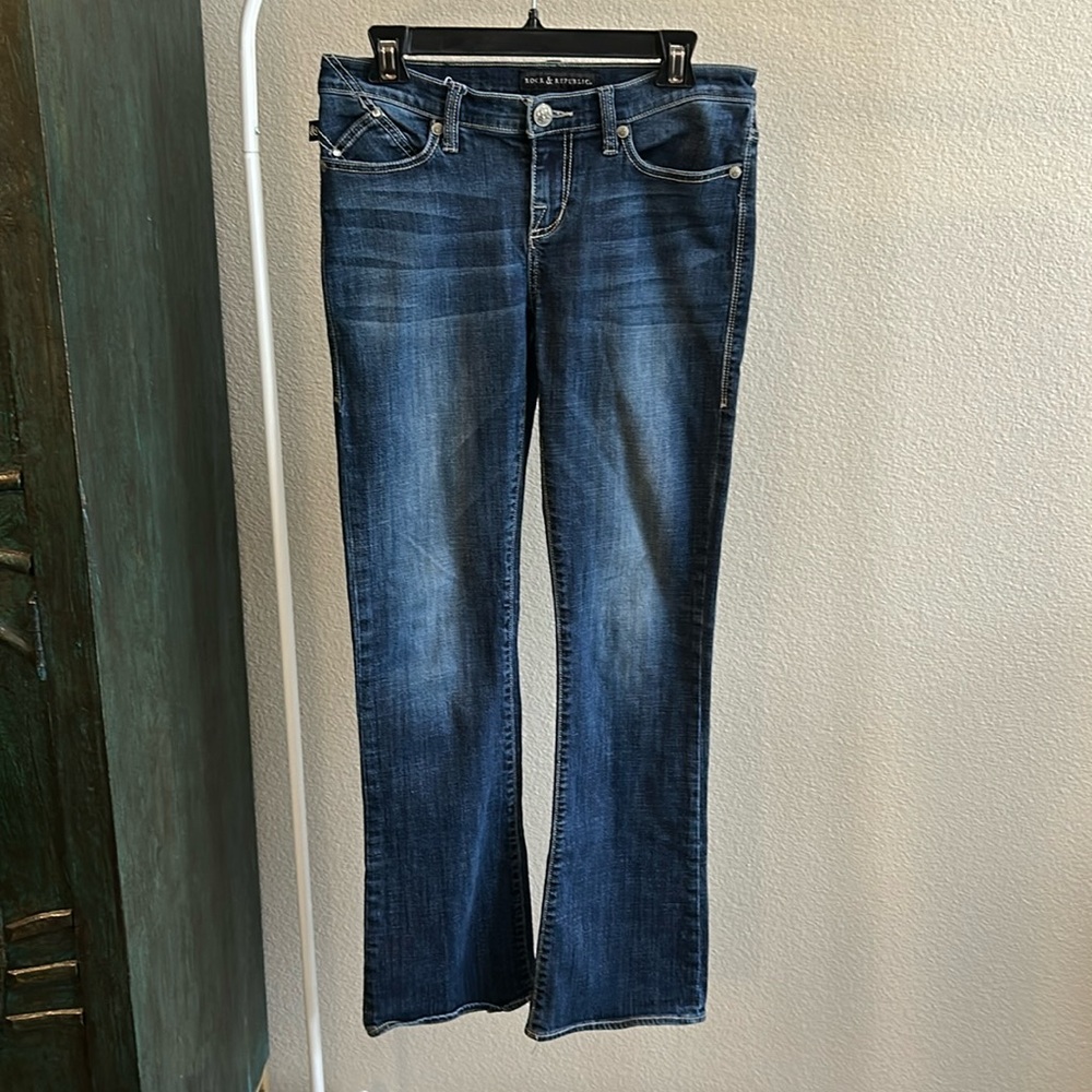 Rock & Republic Sz 8 Flared Bedazzeled Jeans Vintage